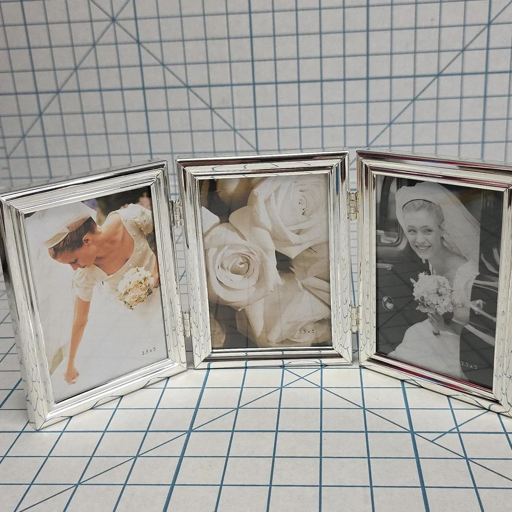 Elegant Silver Triple Photo Frame, Fetco NIB